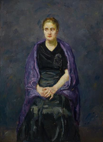 WikiOO.org - Encyclopedia of Fine Arts - Målning, konstverk Max Beckmann - Minna Beckmann-Tube with a Violet Shawl