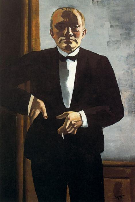 WikiOO.org - Encyclopedia of Fine Arts - Lukisan, Artwork Max Beckmann - Self-Portrait in Tuxedo