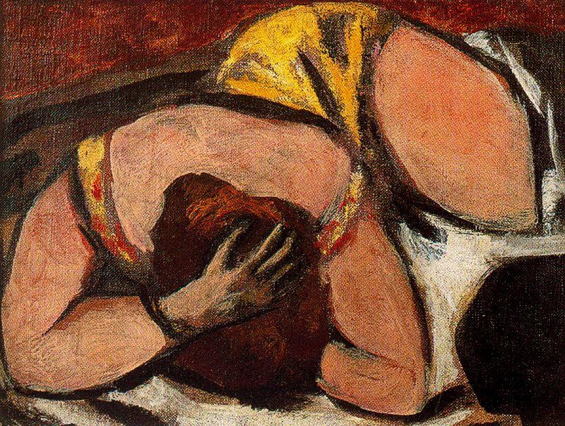 Wikioo.org - The Encyclopedia of Fine Arts - Painting, Artwork by Max Beckmann - Small Female Nude (Pink and Brown)