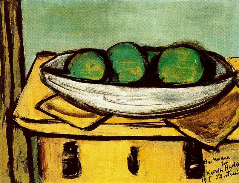 Wikioo.org - The Encyclopedia of Fine Arts - Painting, Artwork by Max Beckmann - Still Life with Large Green Fruits