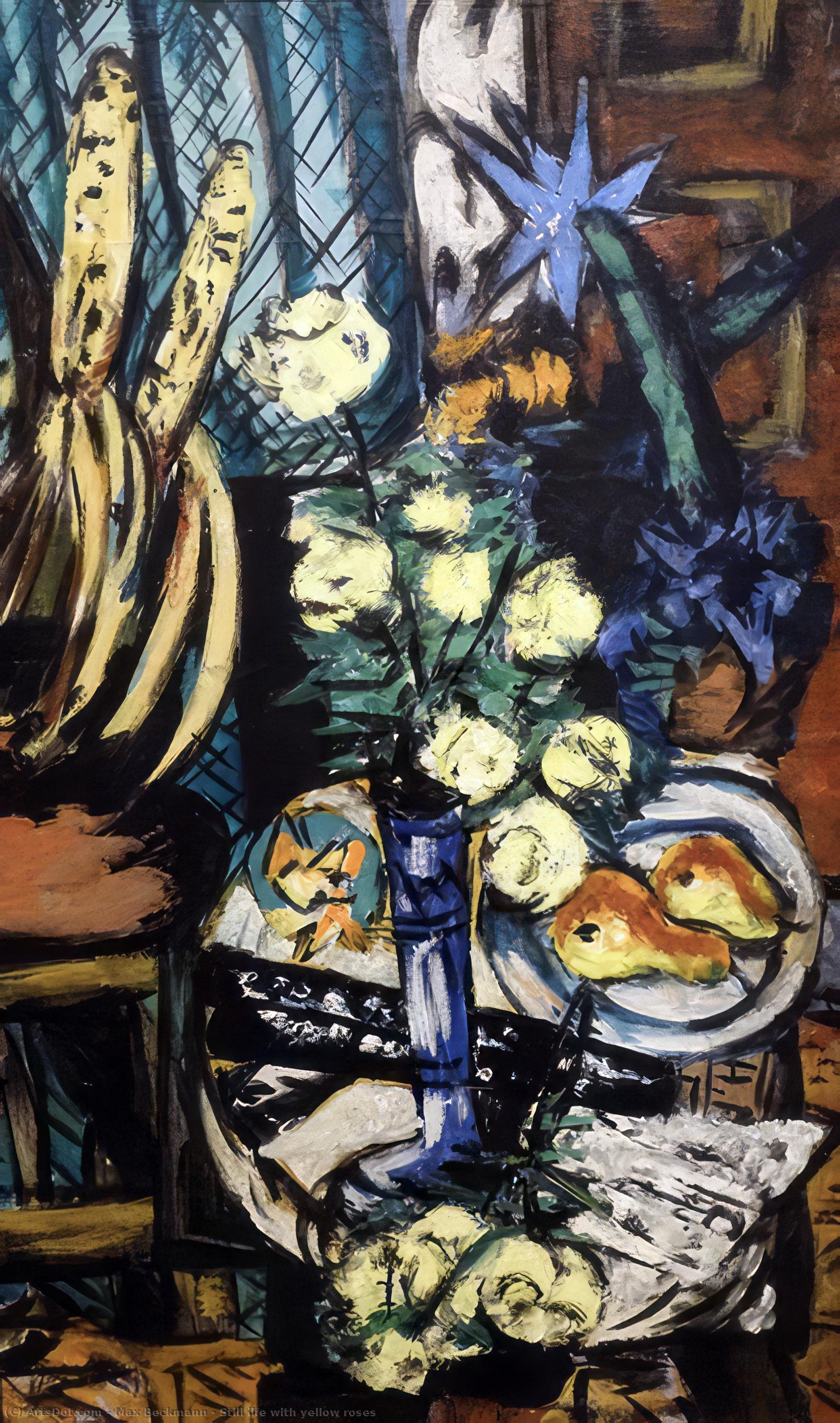 Wikioo.org - The Encyclopedia of Fine Arts - Painting, Artwork by Max Beckmann - Still life with yellow roses