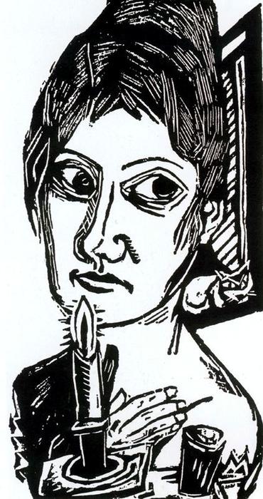 Wikioo.org – La Enciclopedia de las Bellas Artes - Pintura, Obras de arte de Max Beckmann - Mujer con vela 1
