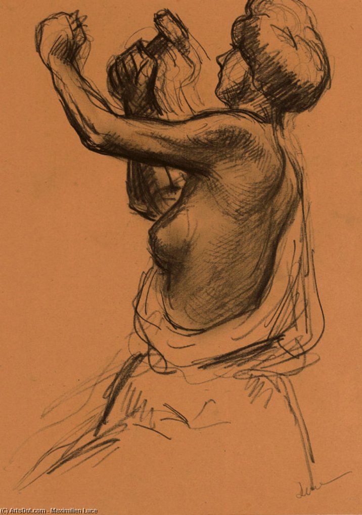 WikiOO.org - Encyclopedia of Fine Arts - Maleri, Artwork Maximilien Luce - A female sculptor, naked to the waist