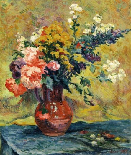 WikiOO.org - 百科事典 - 絵画、アートワーク Maximilien Luce - 花束 の 花 には 花瓶