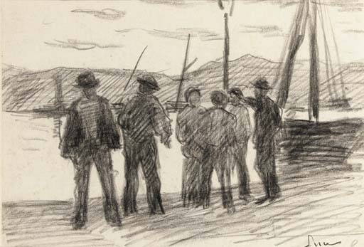 WikiOO.org - Enciklopedija dailės - Tapyba, meno kuriniai Maximilien Luce - Fishermen on the pier