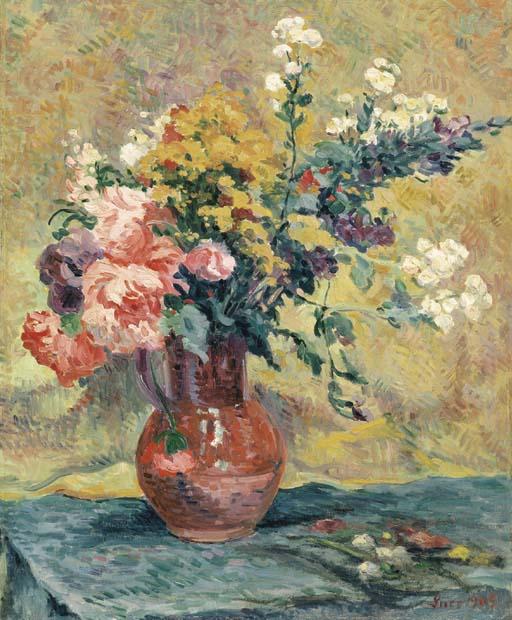 Wikioo.org - Encyklopedia Sztuk Pięknych - Malarstwo, Grafika Maximilien Luce - Flowers in a Vase 1