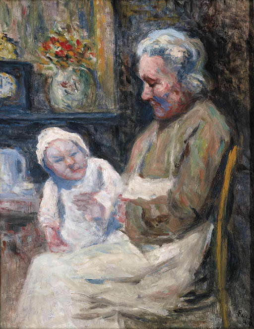 Wikioo.org - The Encyclopedia of Fine Arts - Painting, Artwork by Maximilien Luce - Grandmother with granddaughter