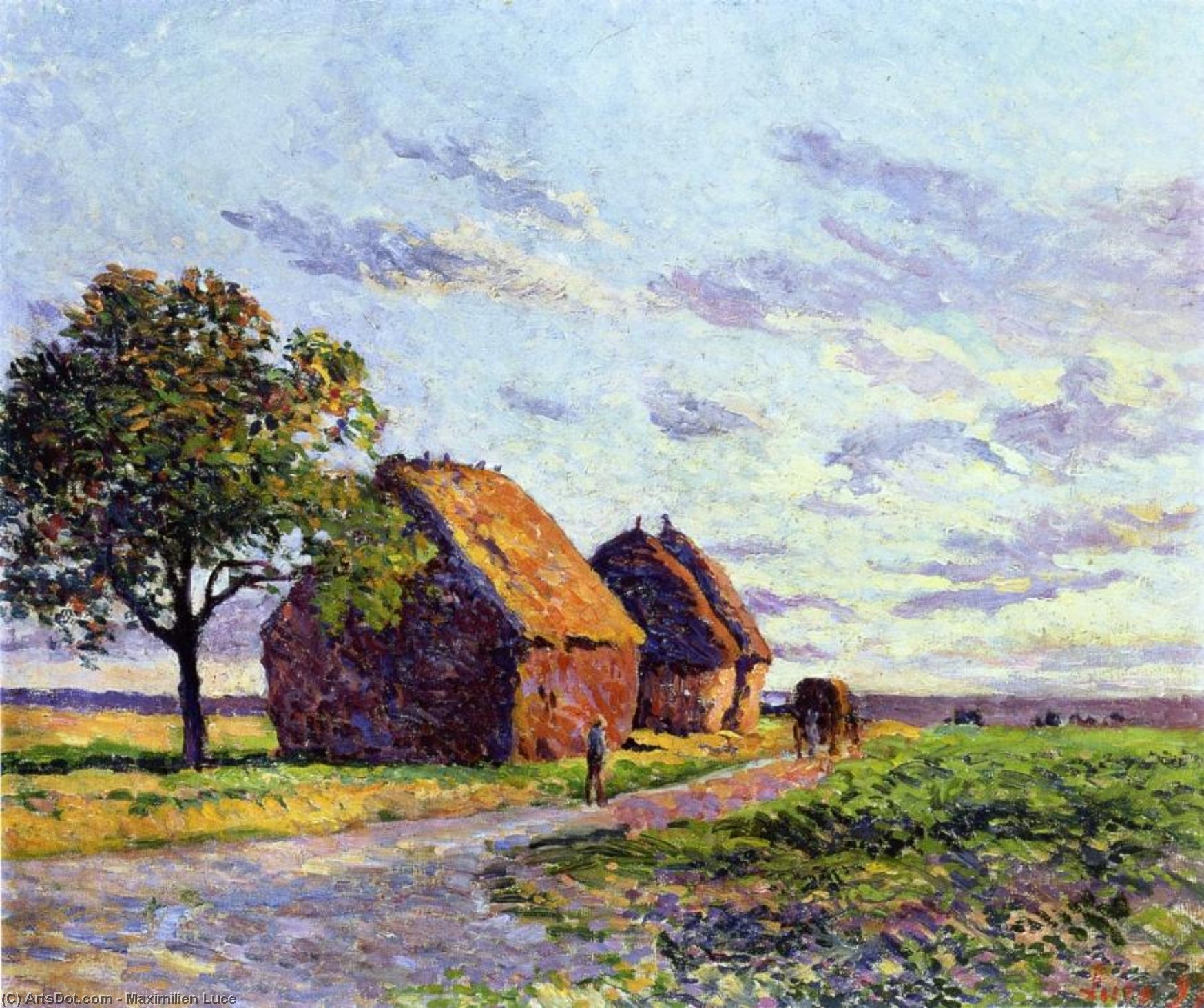 Wikioo.org - The Encyclopedia of Fine Arts - Painting, Artwork by Maximilien Luce - Haystacks, Plaine d'Essoyes