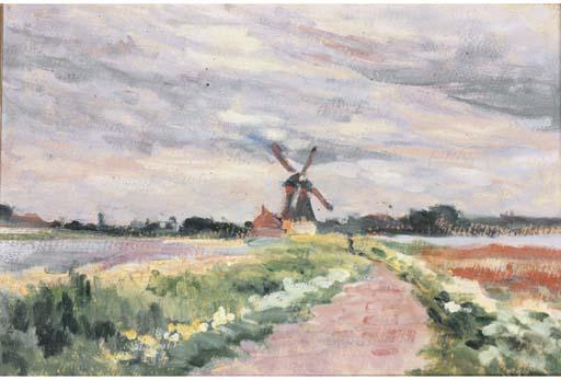 Wikioo.org - Encyklopedia Sztuk Pięknych - Malarstwo, Grafika Maximilien Luce - Holland landscape with windmill