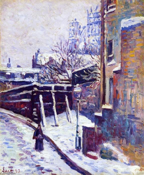 WikiOO.org - Encyclopedia of Fine Arts - Maleri, Artwork Maximilien Luce - Montmartre, Snow Covered Street