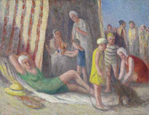 WikiOO.org - Encyclopedia of Fine Arts - Maalaus, taideteos Maximilien Luce - On the beach atTréport