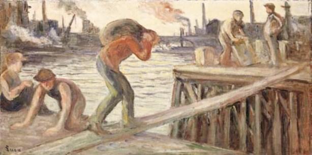 Wikioo.org - Bách khoa toàn thư về mỹ thuật - Vẽ tranh, Tác phẩm nghệ thuật Maximilien Luce - On the docks, the longshoremen