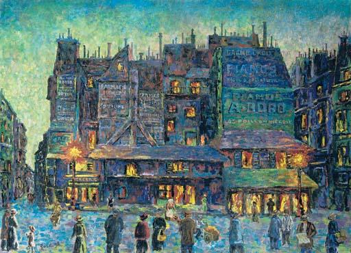 Wikioo.org - The Encyclopedia of Fine Arts - Painting, Artwork by Maximilien Luce - Paris, busy street at night