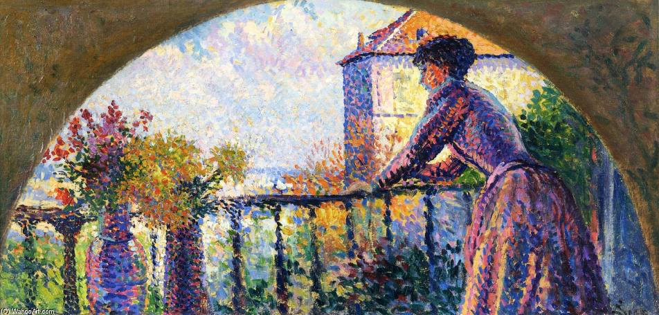 Wikioo.org - The Encyclopedia of Fine Arts - Painting, Artwork by Maximilien Luce - Paris, Rue Cortot, Madame Luce on the Balcony
