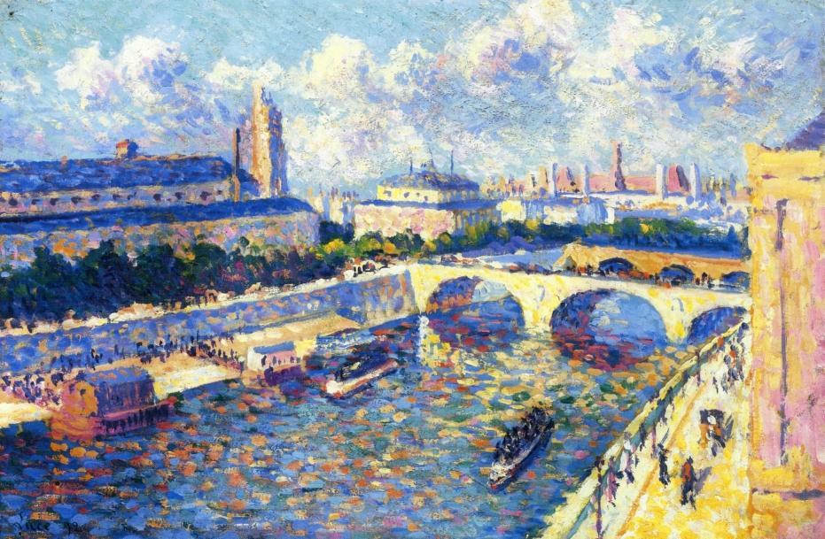 Wikioo.org - The Encyclopedia of Fine Arts - Painting, Artwork by Maximilien Luce - Paris, the Seine and the Quai de la Megisserie viewed from the Quai de Horloge