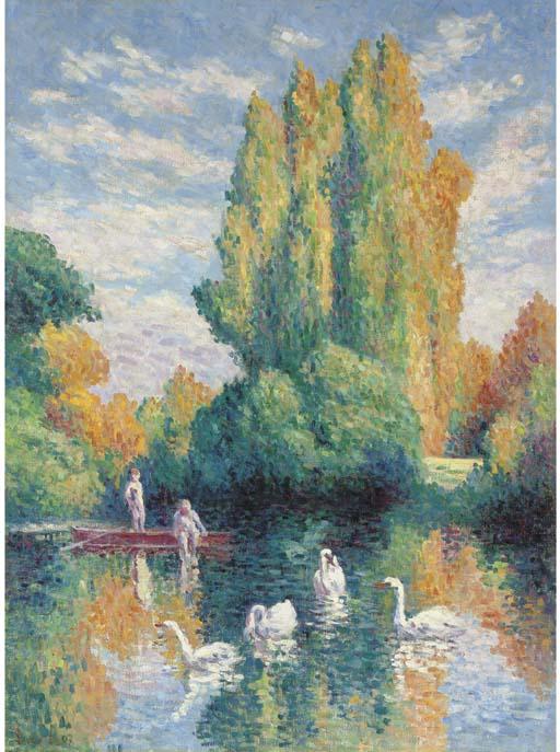 WikiOO.org - אנציקלופדיה לאמנויות יפות - ציור, יצירות אמנות Maximilien Luce - Poplars, autumn