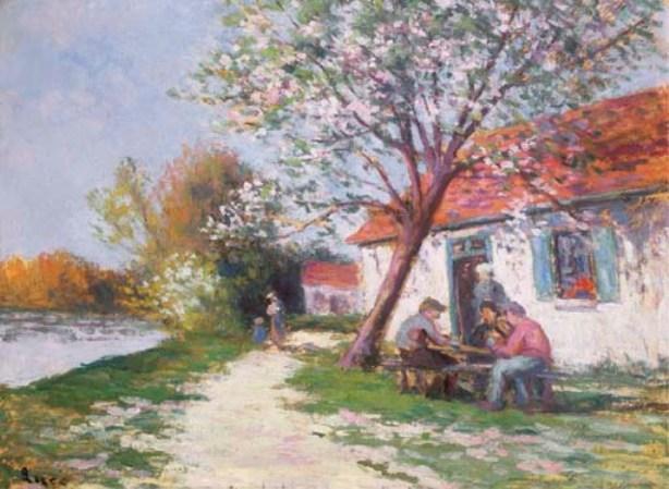 WikiOO.org - Encyclopedia of Fine Arts - Maleri, Artwork Maximilien Luce - Rolleboise, lunch outdoors