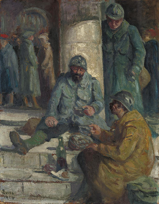 Wikioo.org - Encyklopedia Sztuk Pięknych - Malarstwo, Grafika Maximilien Luce - Soldiers at the station