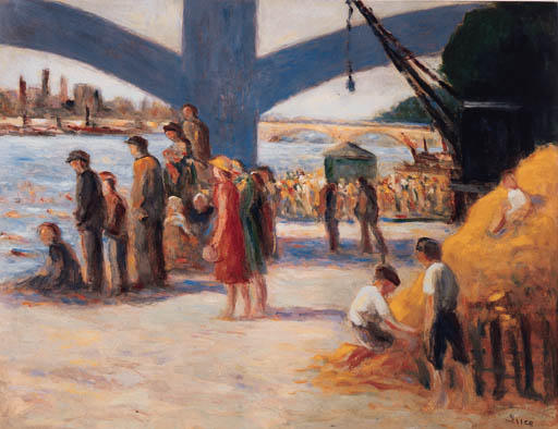 WikiOO.org - Encyclopedia of Fine Arts - Maleri, Artwork Maximilien Luce - Strollers along the Seine