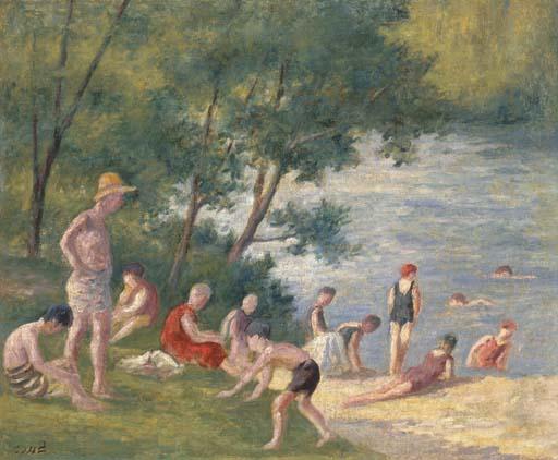 Wikioo.org - The Encyclopedia of Fine Arts - Painting, Artwork by Maximilien Luce - Swimming at Méricourt