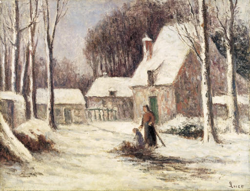 WikiOO.org - Encyclopedia of Fine Arts - Lukisan, Artwork Maximilien Luce - The farm in the snow