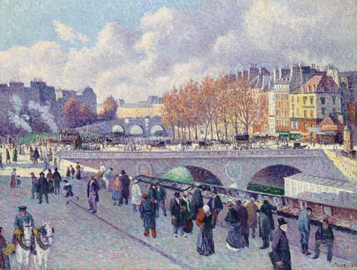Wikoo.org - موسوعة الفنون الجميلة - اللوحة، العمل الفني Maximilien Luce - The Seine at the Pont Saint-Michel