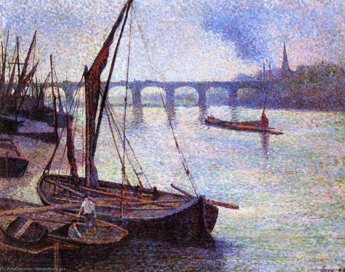 Wikioo.org - The Encyclopedia of Fine Arts - Painting, Artwork by Maximilien Luce - The Thames at London, Vauxhall Bridge