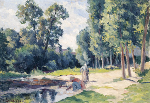 Wikioo.org - The Encyclopedia of Fine Arts - Painting, Artwork by Maximilien Luce - Washerwomen on the banks of the Cure
