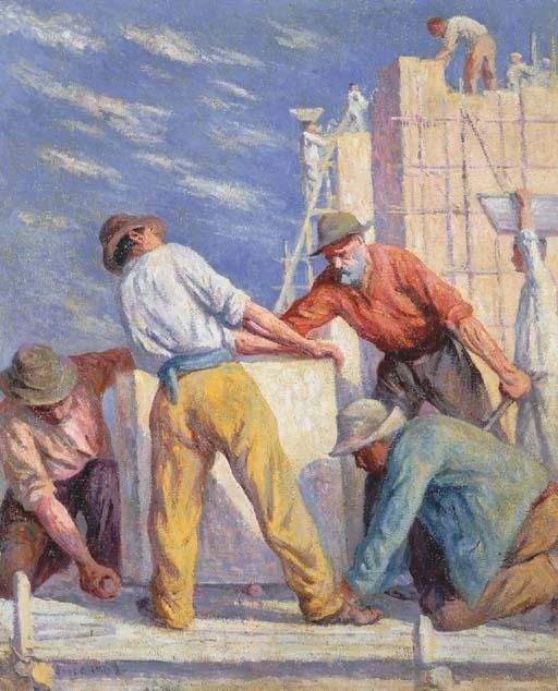 Wikioo.org - The Encyclopedia of Fine Arts - Painting, Artwork by Maximilien Luce - Workers on a construction site