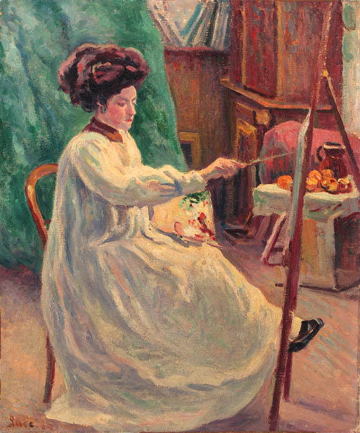 WikiOO.org - Encyclopedia of Fine Arts - Lukisan, Artwork Maximilien Luce - Young woman painting