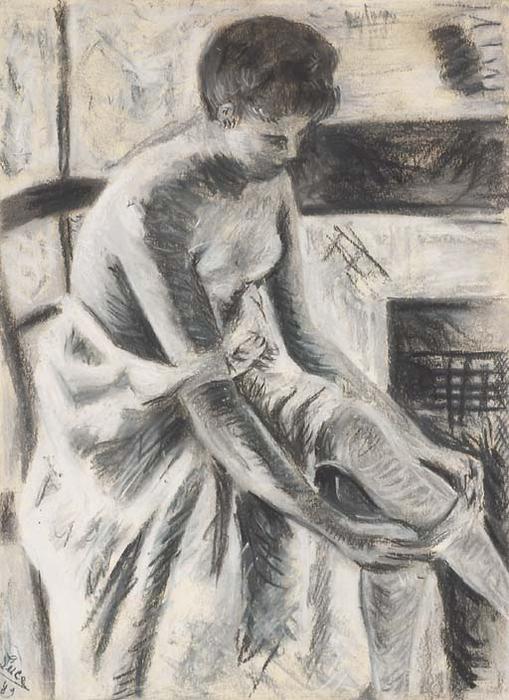 WikiOO.org - Enciclopédia das Belas Artes - Pintura, Arte por Maximilien Luce - Young woman putting on her stockings