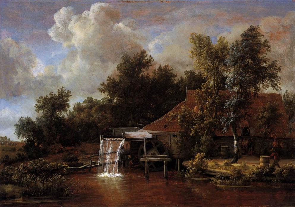 Wikioo.org - The Encyclopedia of Fine Arts - Painting, Artwork by Meindert Hobbema - A Watermill