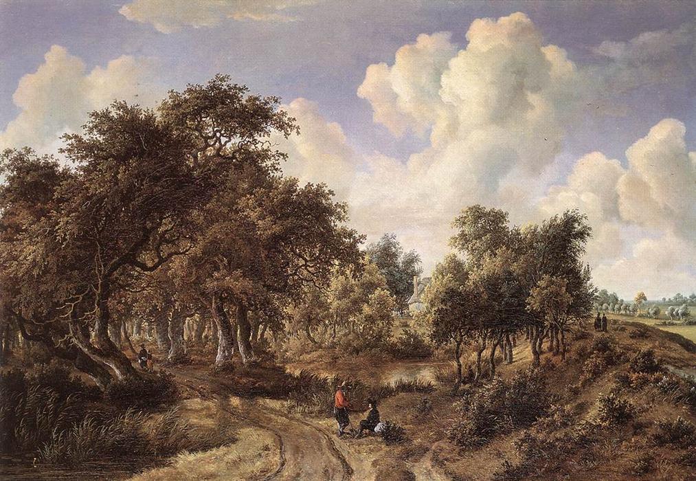Wikioo.org - The Encyclopedia of Fine Arts - Painting, Artwork by Meindert Hobbema - A Wooded Landscape