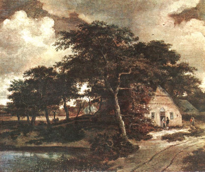 Wikioo.org - The Encyclopedia of Fine Arts - Painting, Artwork by Meindert Hobbema - Landscape with a Hut