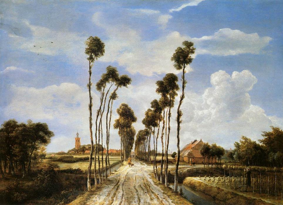 Wikioo.org - The Encyclopedia of Fine Arts - Painting, Artwork by Meindert Hobbema - The Alley at Middelharnis