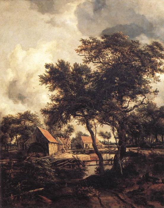 Wikioo.org - The Encyclopedia of Fine Arts - Painting, Artwork by Meindert Hobbema - The Water Mill 1