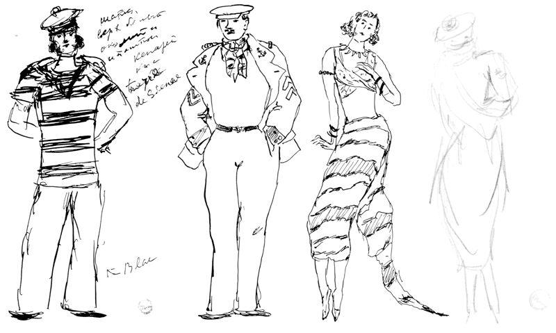 WikiOO.org - Enciklopedija dailės - Tapyba, meno kuriniai Mikhail Fiodorovich Larionov - Four sketches for''Port Said''