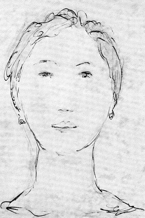 WikiOO.org - Encyclopedia of Fine Arts - Schilderen, Artwork Mikhail Fiodorovich Larionov - Head of a Girl
