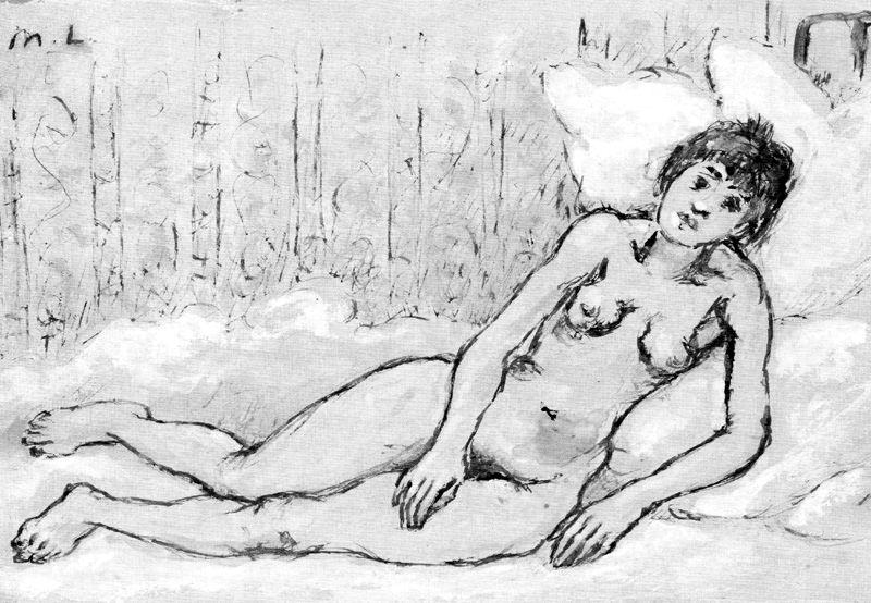 WikiOO.org - Encyclopedia of Fine Arts - Maľba, Artwork Mikhail Fiodorovich Larionov - Reclining nude 1