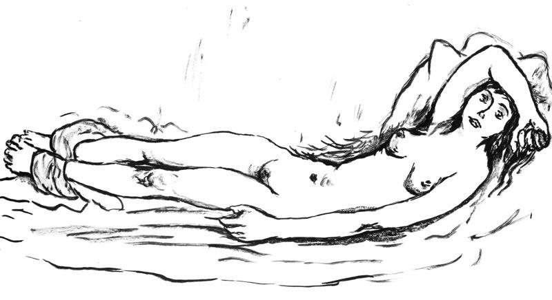 WikiOO.org - Encyclopedia of Fine Arts - Målning, konstverk Mikhail Fiodorovich Larionov - Reclining nude 2