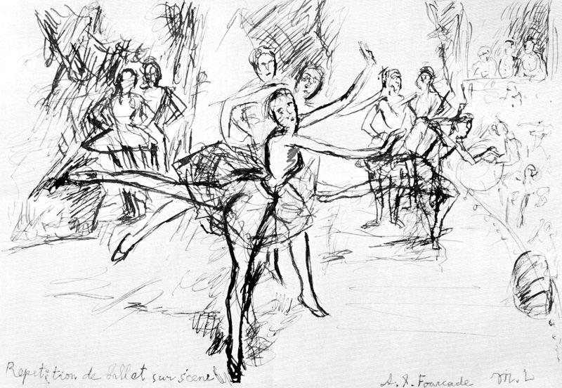 Wikioo.org - The Encyclopedia of Fine Arts - Painting, Artwork by Mikhail Fiodorovich Larionov - Repetition of the Diaghilev Ballet
