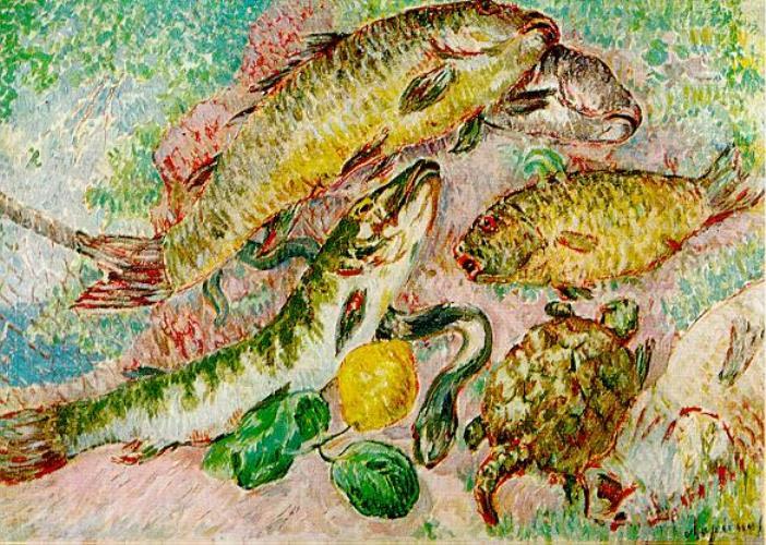 Wikioo.org - The Encyclopedia of Fine Arts - Painting, Artwork by Mikhail Fiodorovich Larionov - The Fish