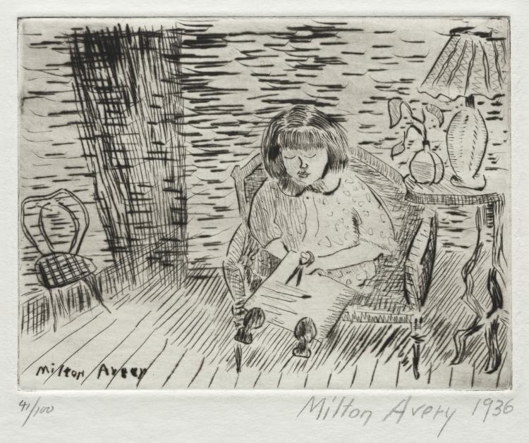 WikiOO.org - Енциклопедія образотворчого мистецтва - Живопис, Картини
 Milton Avery - Child Cutting