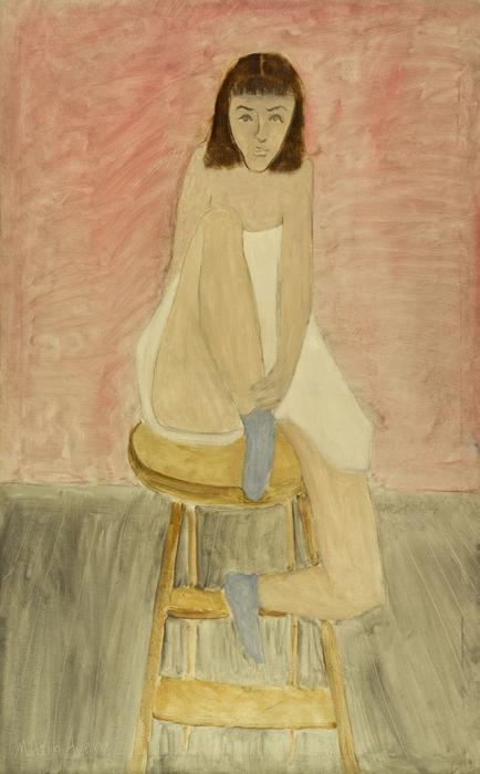 Wikoo.org - موسوعة الفنون الجميلة - اللوحة، العمل الفني Milton Avery - Girl Seated on a Stool