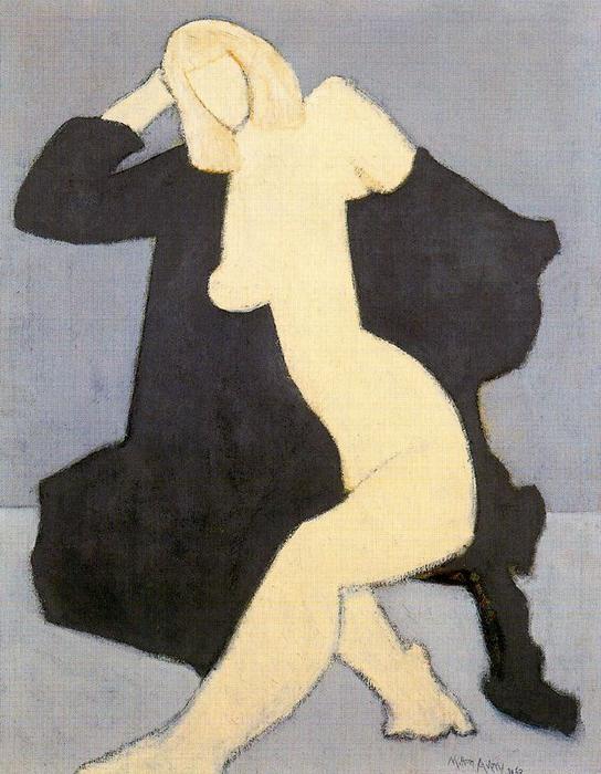 Wikioo.org – La Enciclopedia de las Bellas Artes - Pintura, Obras de arte de Milton Avery - Desnudo en Negro Robe