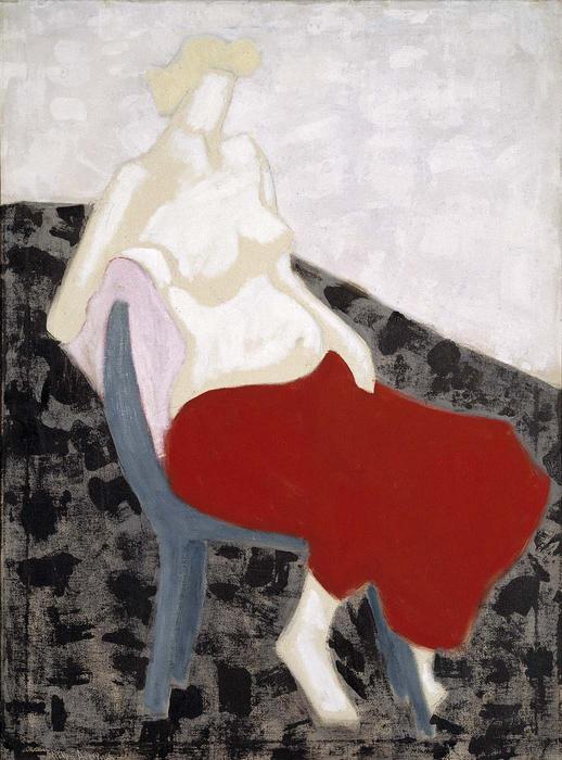 WikiOO.org - Encyclopedia of Fine Arts - Maleri, Artwork Milton Avery - Nude with Red Drape