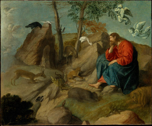 Wikioo.org - The Encyclopedia of Fine Arts - Painting, Artwork by Alessandro Bonvicino (Moretto Da Brescia) - Christ in the Wilderness