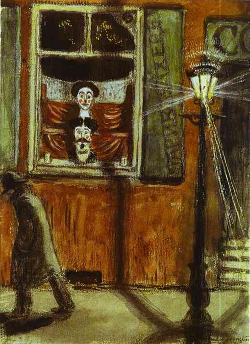 WikiOO.org - Encyclopedia of Fine Arts - Lukisan, Artwork Mstislav Dobuzhinsky - Barbershop Window