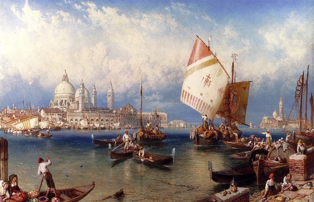 Wikioo.org – L'Encyclopédie des Beaux Arts - Peinture, Oeuvre de Myles Birket Foster - un marché jour sur l Giudecca , Venise