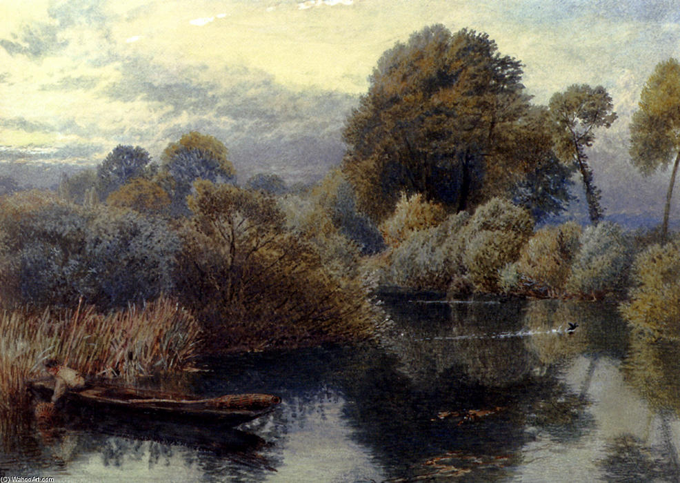 WikiOO.org - Enciklopedija likovnih umjetnosti - Slikarstvo, umjetnička djela Myles Birket Foster - An Eel Fisherman On The Thames